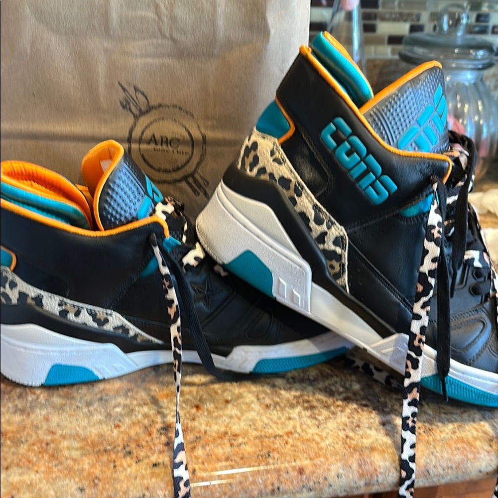 Colorful High-Top Sneakers with Leopard Print